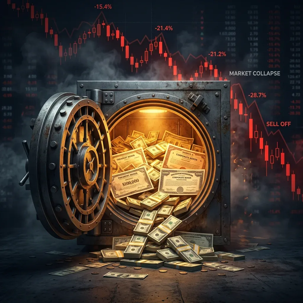 Minh họa khái niệm tiền mặt là vũ khí khi thị trường biến động