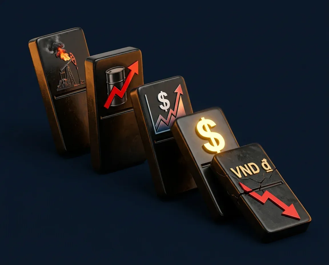 Domino effect: oil surge → inflation → strong USD → VND under pressure