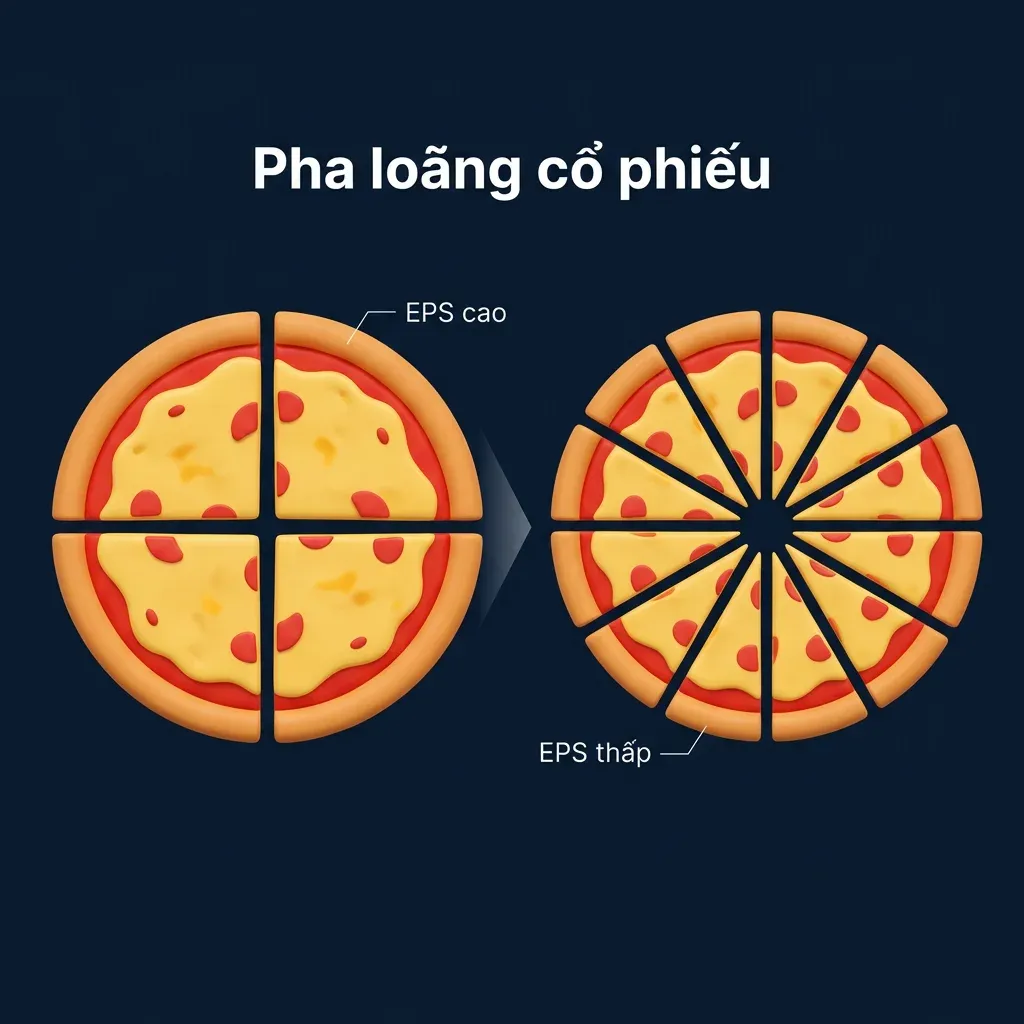 Stock dilution illustrated: same pie, more slices