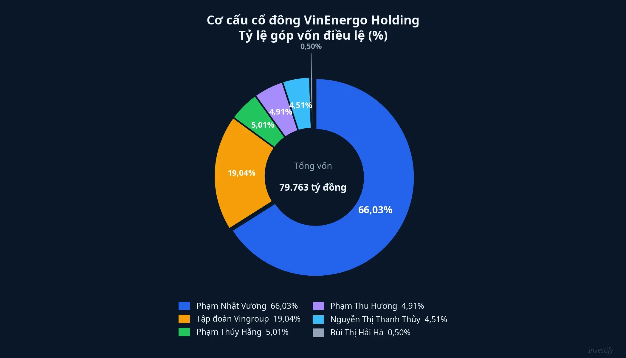 Cơ cấu cổ đông VinEnergo Holding theo tỷ lệ góp vốn