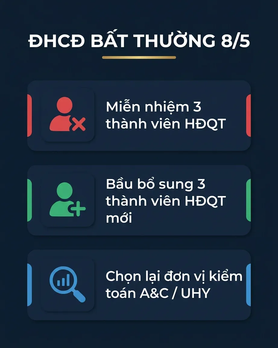 Ba nội dung chính của ĐHCĐ bất thường 8/5
