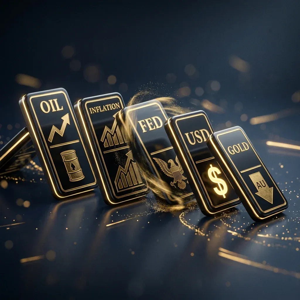 Domino chain: Oil → Inflation → Fed → USD → Gold drops