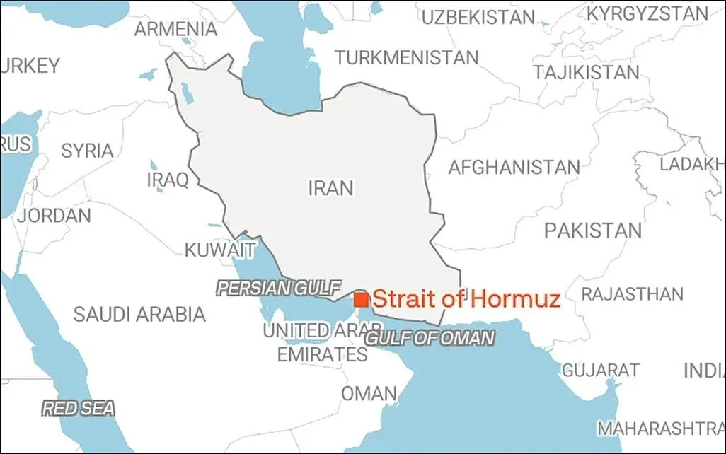 Map of the Strait of Hormuz