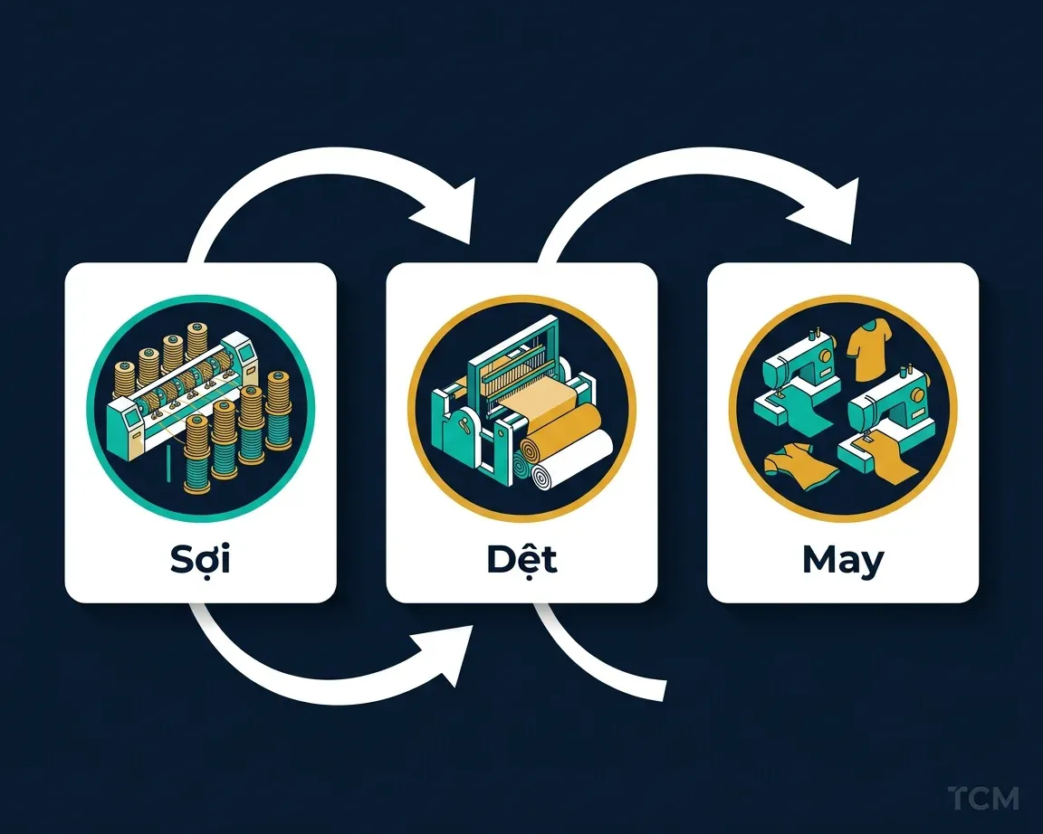 Chuỗi sản xuất khép kín sợi-dệt-may của TCM