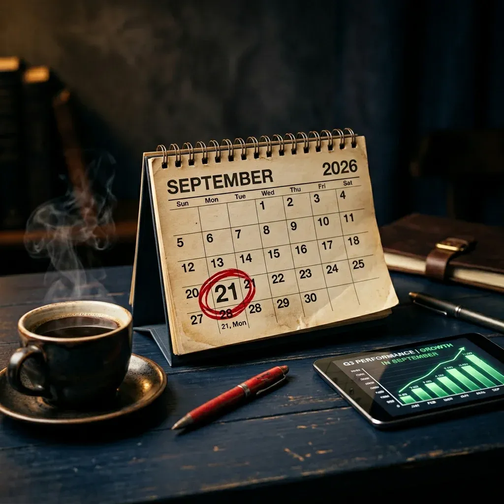 A September 2026 calendar with the 21st circled — the upgrade effective date