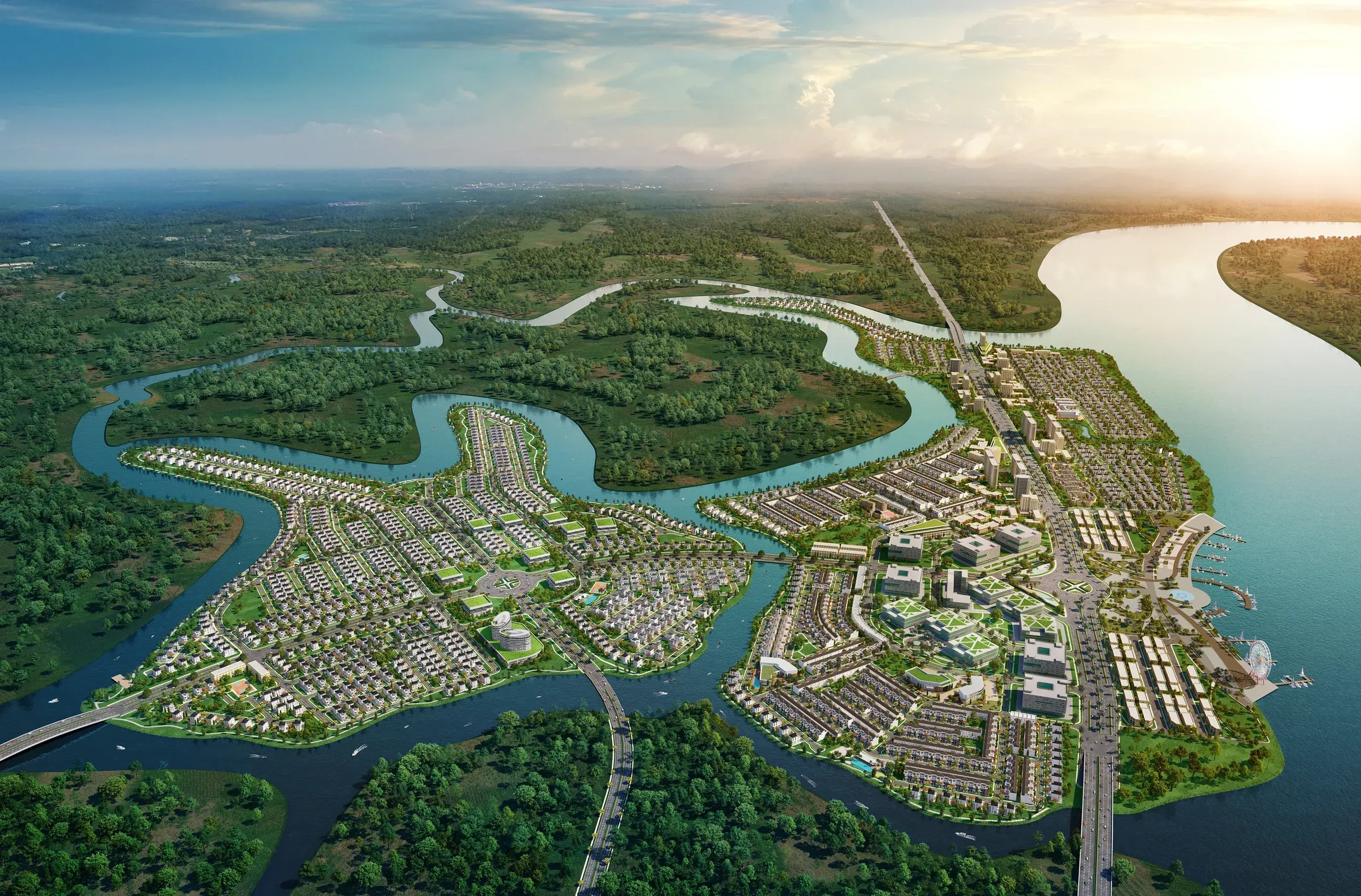Aerial rendering of Novaland's Aqua City in Bien Hoa