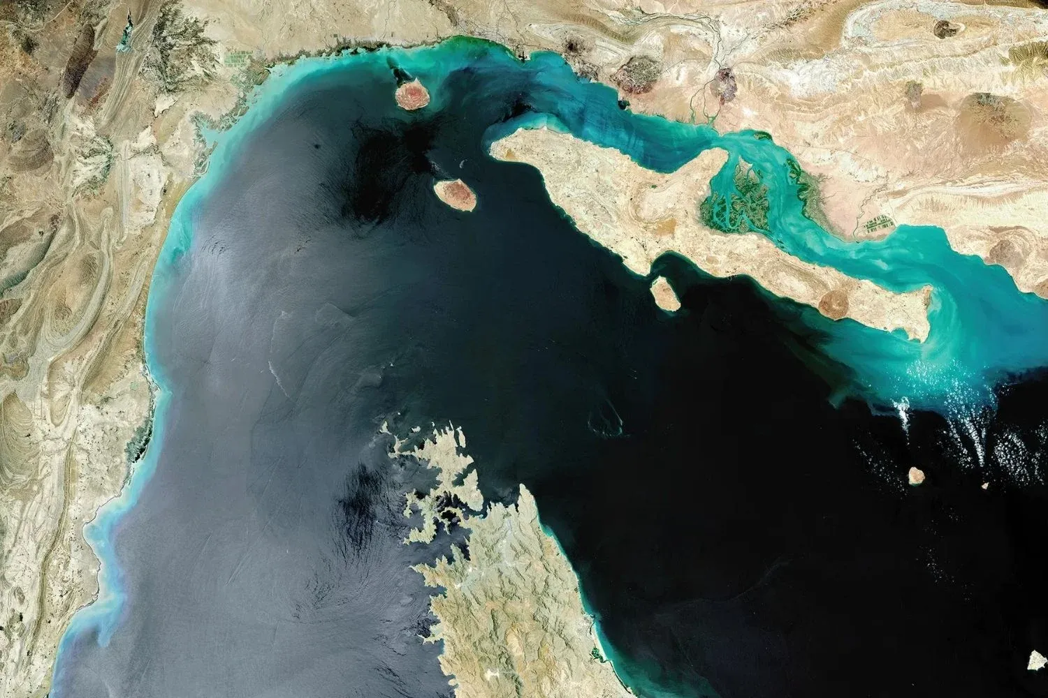Satellite view of the Strait of Hormuz, the world's most critical oil chokepoint