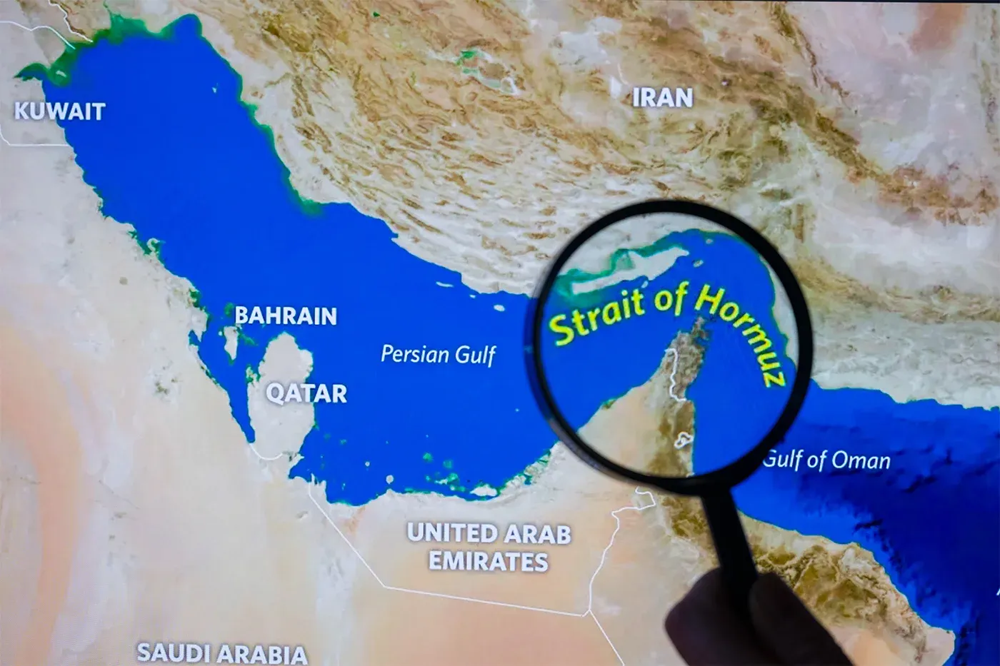 Map of the Strait of Hormuz — transit route for 20% of global crude oil