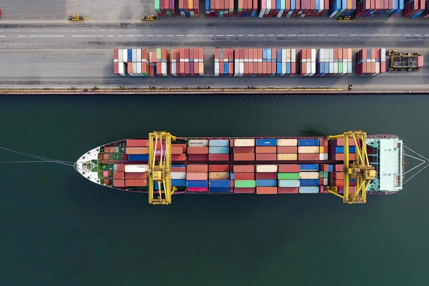 Aerial view of a container port — representing Vietnam's maritime industry