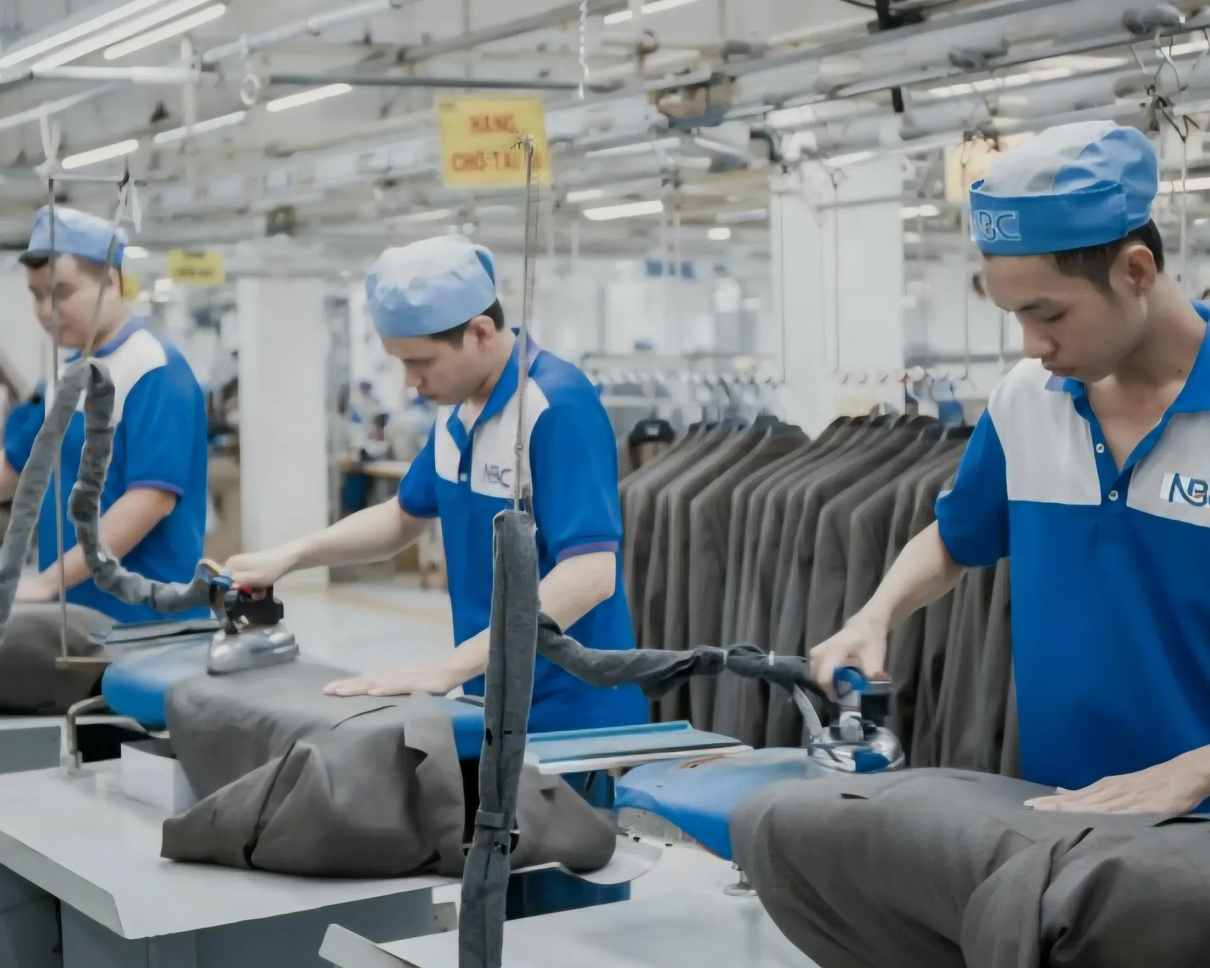 Vietnamese textile workers on the factory floor