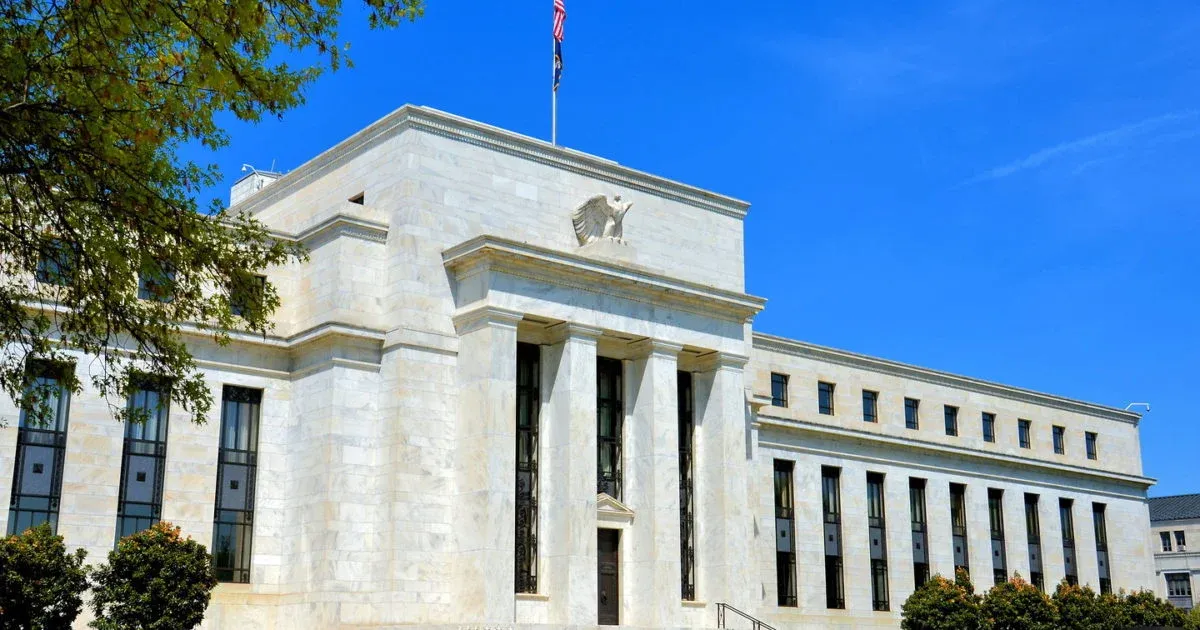 The Federal Reserve building in Washington — the Fed's high-rate stance raised the opportunity cost of holding gold