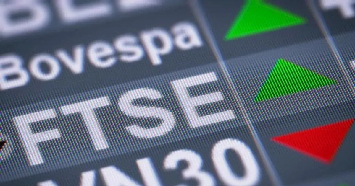 FTSE Russell index on electronic trading board
