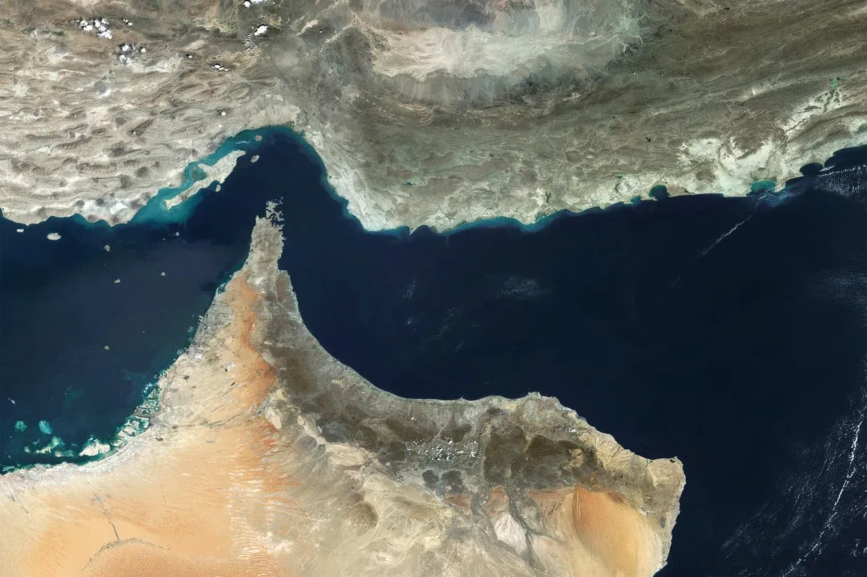 Strait of Hormuz aerial satellite view