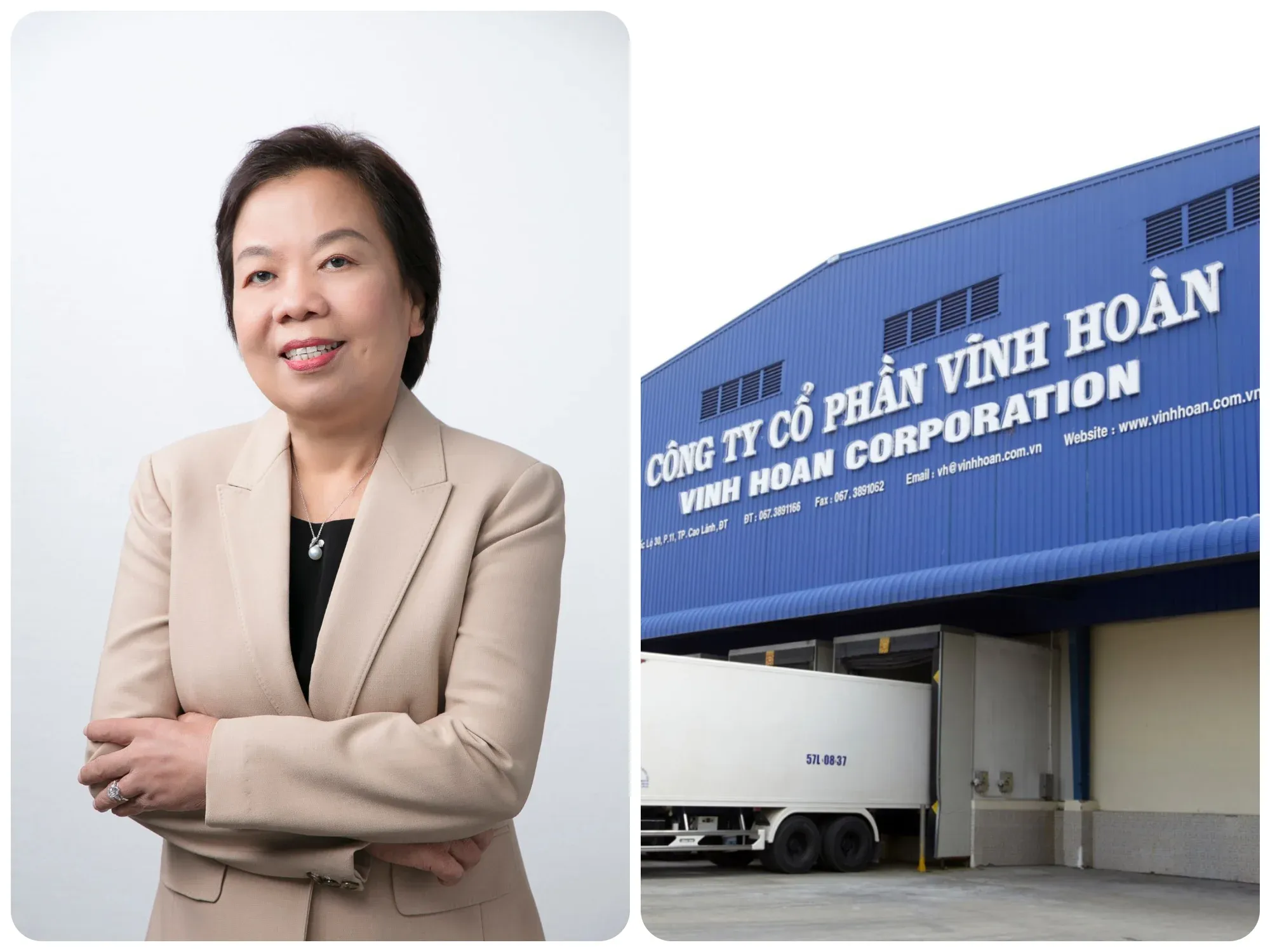 Bà Trương Thị Lệ Khanh, Chủ tịch HĐQT Công ty Cổ phần Vĩnh Hoàn, tại trụ sở công ty ở Đồng Tháp