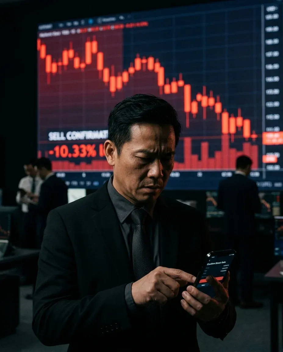 Corporate executive monitoring the stock market