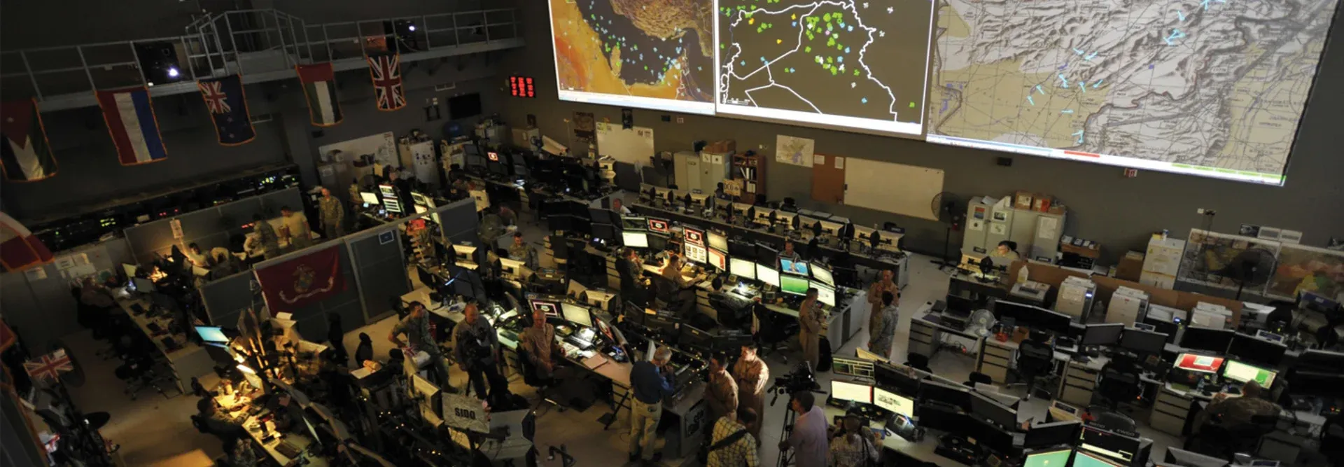 U.S. military command center with tactical maps