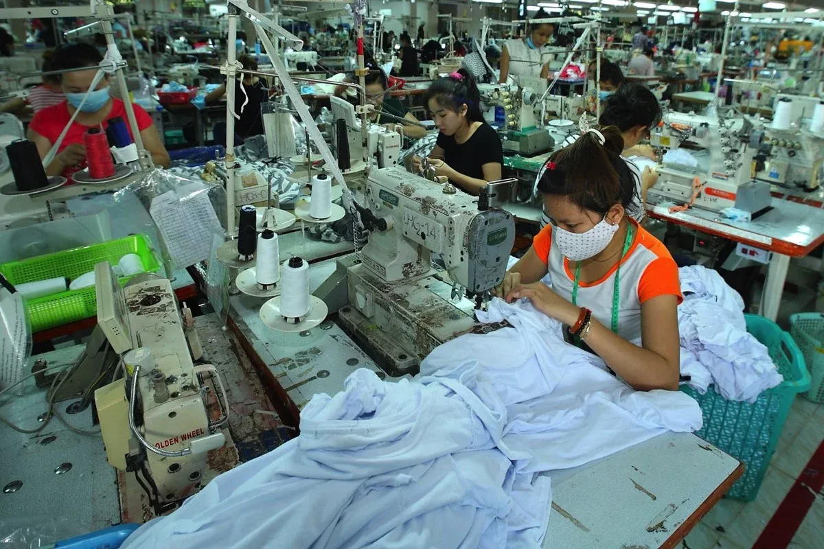 Vietnamese garment factory — a key export sector now under heavy pressure from shipping costs