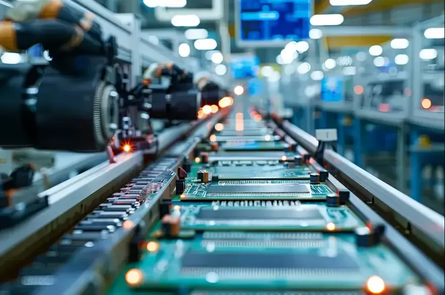 Electronics assembly line at a factory in Vietnam
