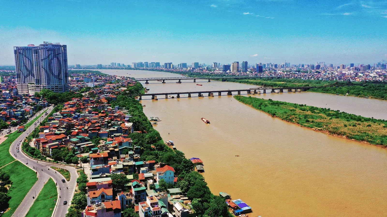 Red River flowing through Hanoi