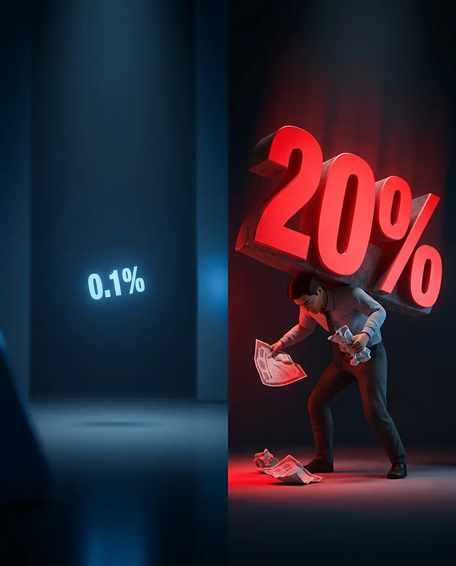 Illustration of the tax burden — 20% vs 0.1%