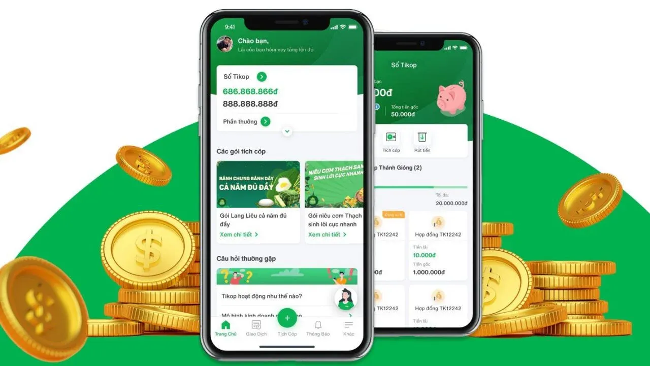 Tikop app interface on mobile phone