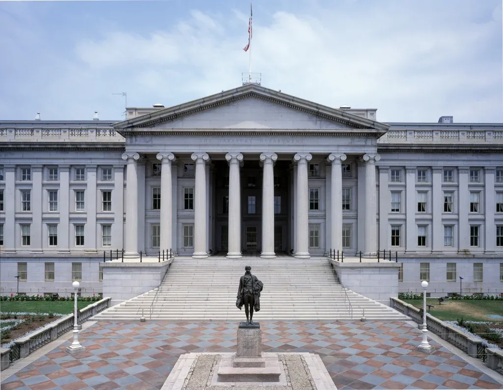 The US Treasury Building in Washington D.C., where the emergency meeting took place