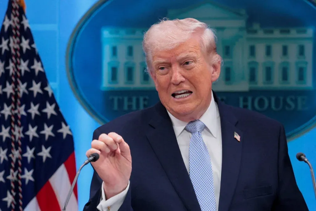 US President Donald Trump speaking on Iran negotiations at the White House on the night of May 20