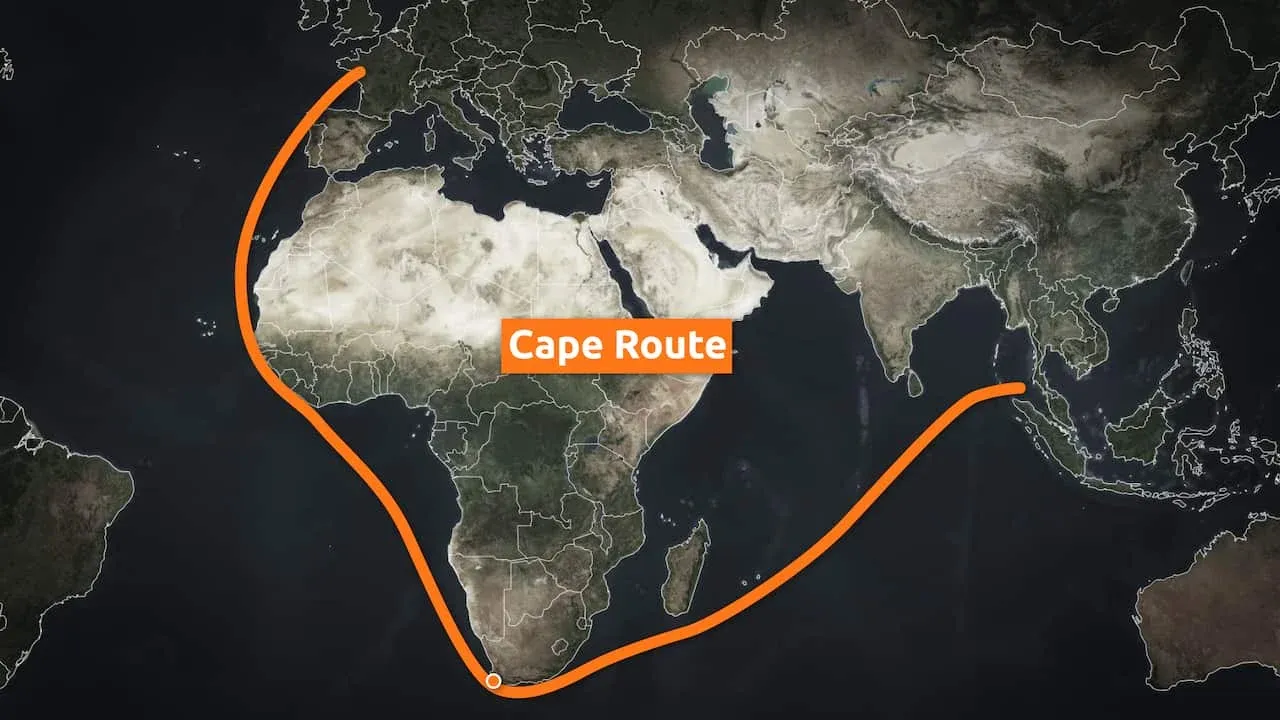 Shipping routes diverted around the Cape of Good Hope after the Hormuz Strait blockade