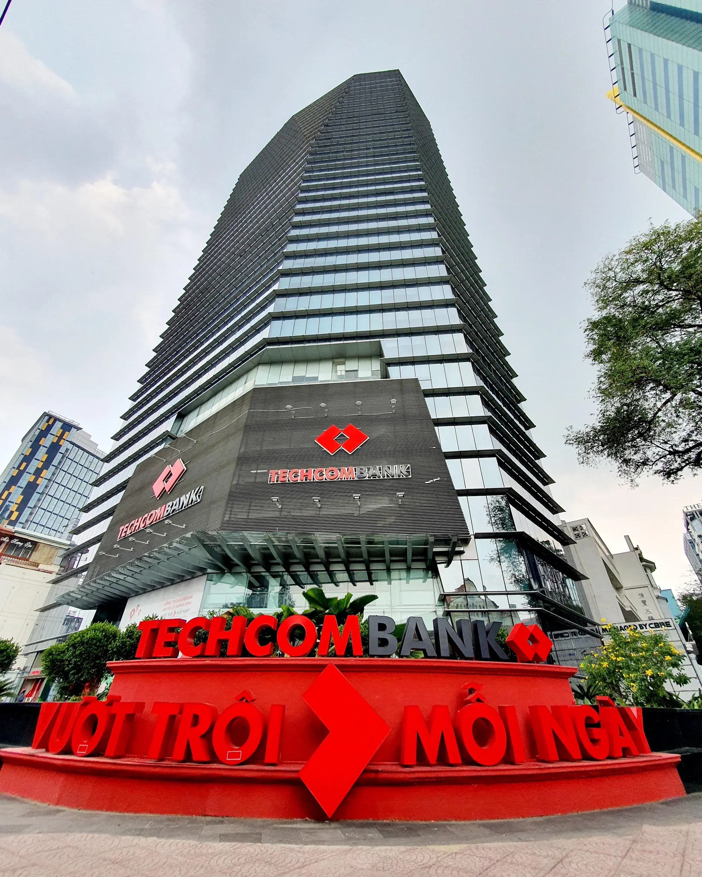 Techcombank headquarters — symbol of the leading private bank's scale and standing